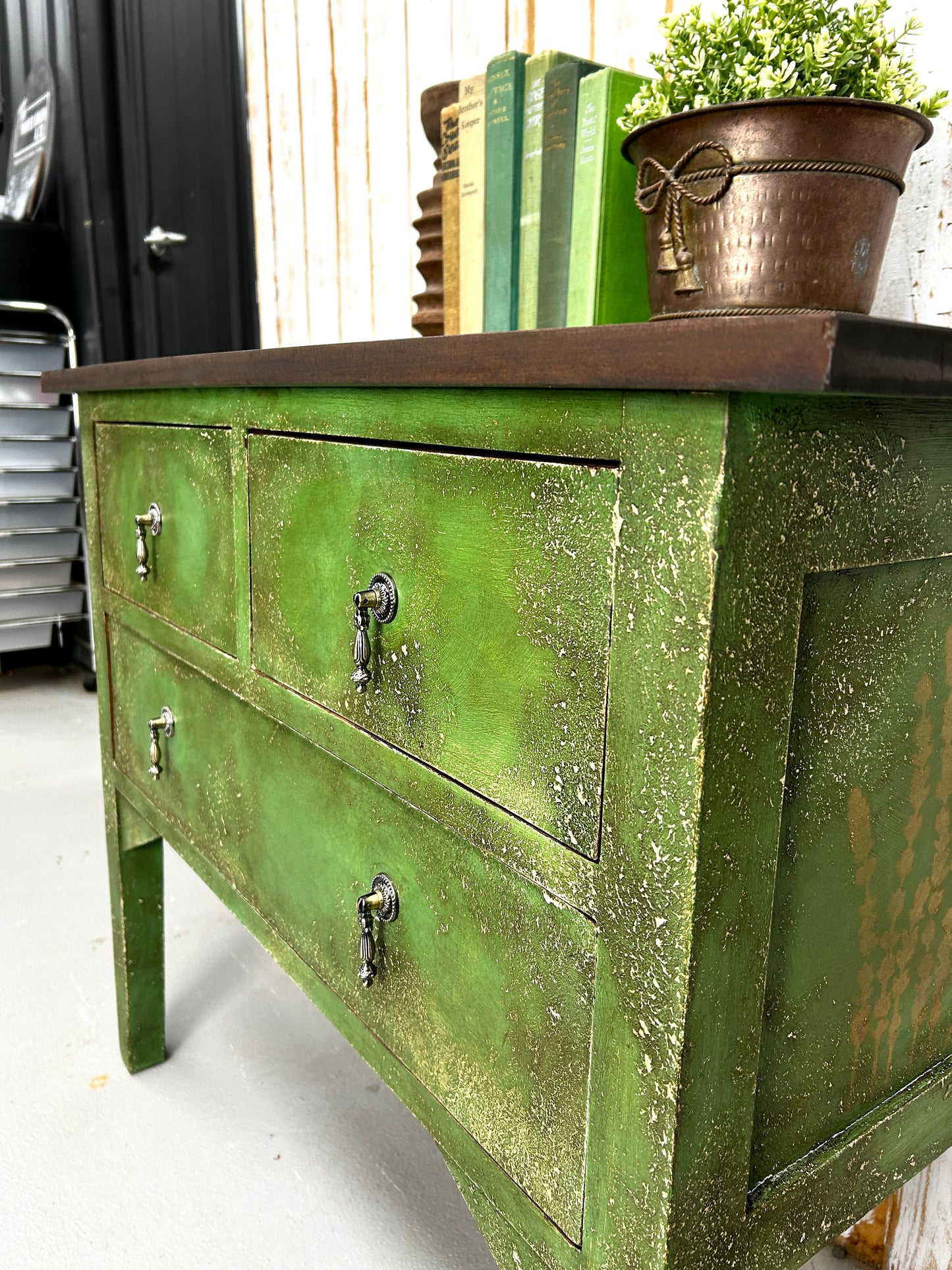 Vintage Textured Green Dresser