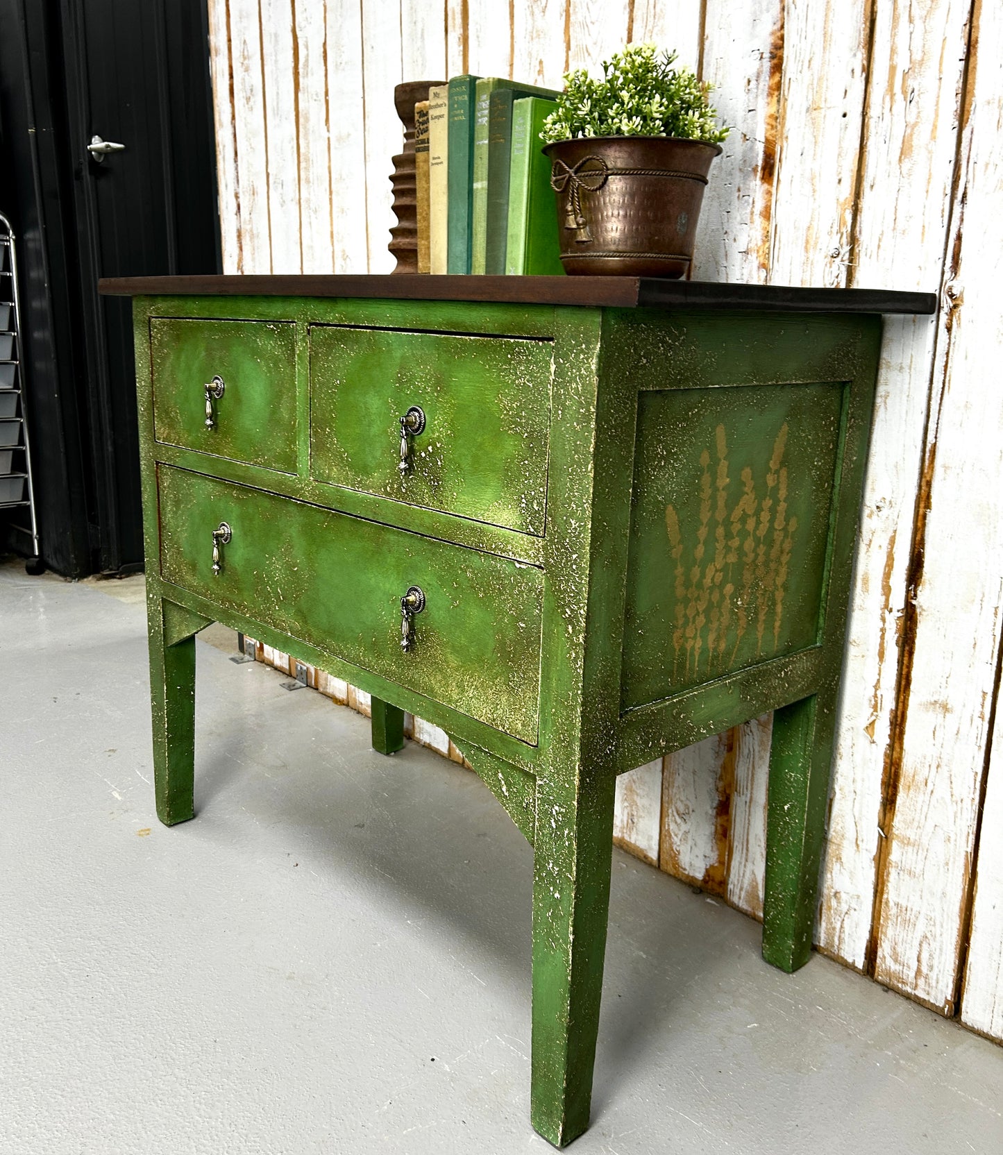 Vintage Textured Green Dresser