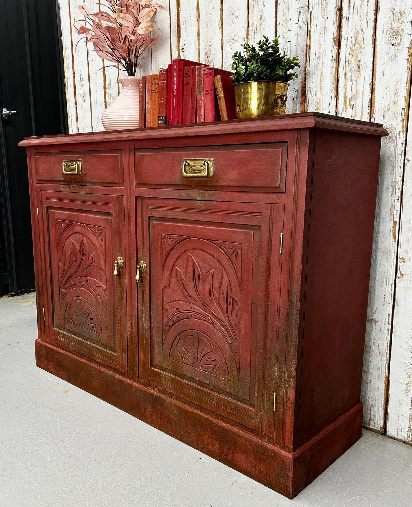 Kelly’s Rusted Maroon Sideboard