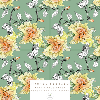 Mint Tissue Paper | Pastel Florals