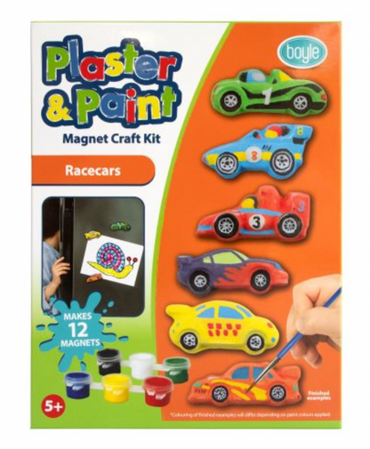 Boyle | Plaster and Paint Magnet Craft Kit | Racing Cars