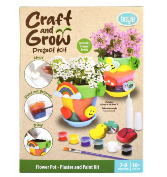 Boyle |Craft and Grow Plaster and Paint Kit Flower Pot with Seeds