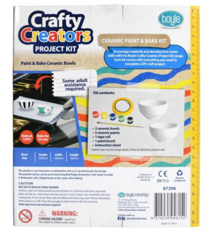 Boyle | Crafty Creators Ceramic Paint and Bake Bowls Project Kit