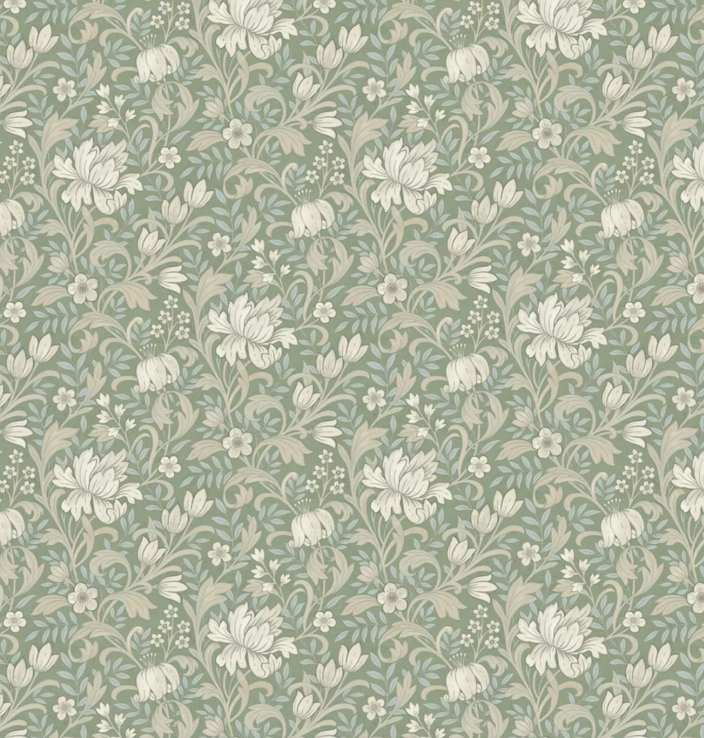 Wallpaper - Sage Floral Vines- 1m