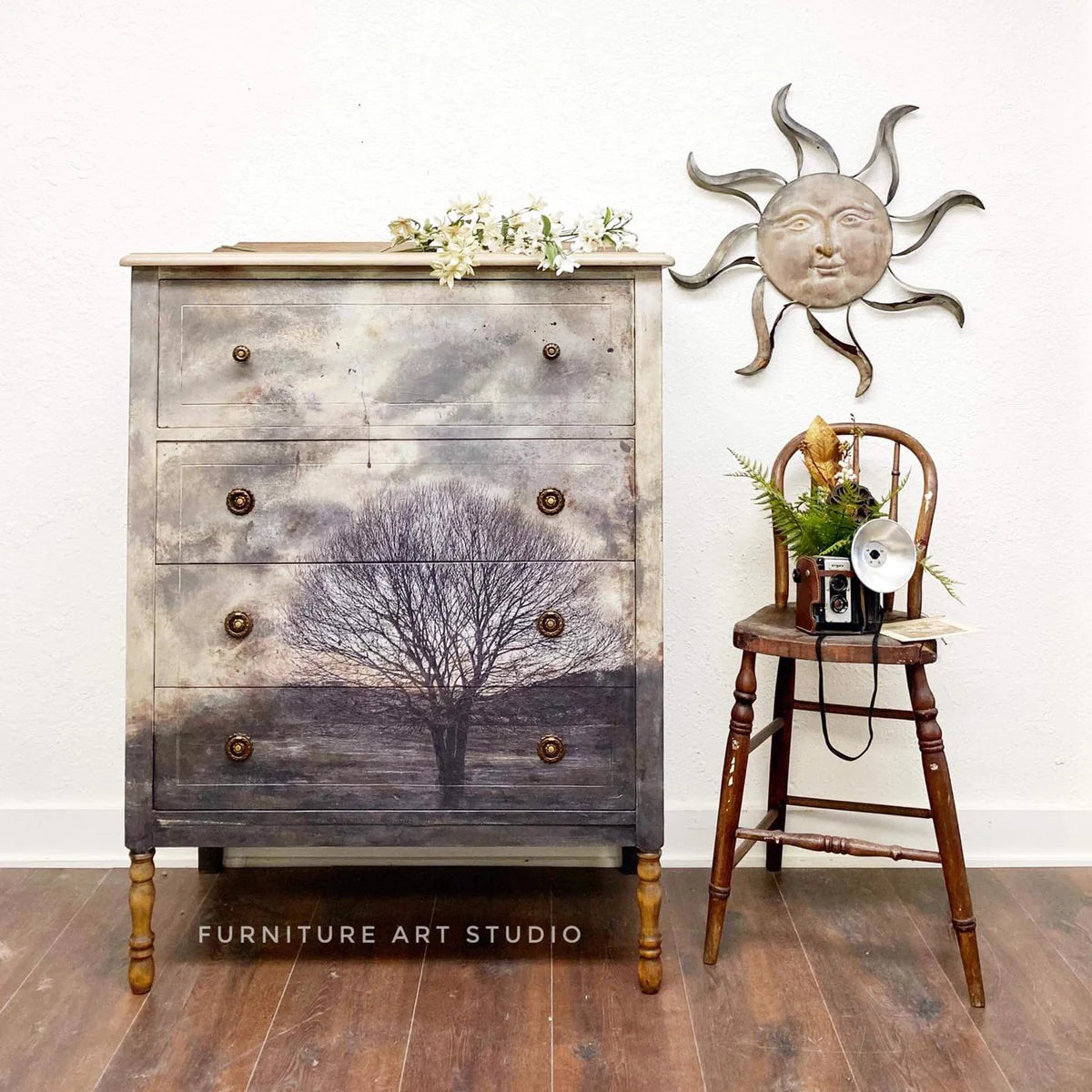 Mint Decoupage Paper |Sepia Tree