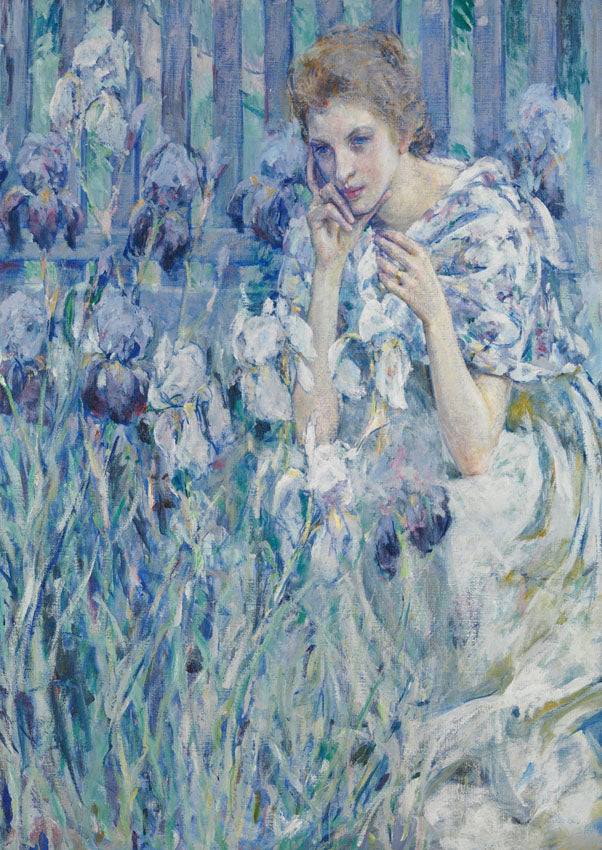 Mint Decoupage Paper | Woman With Irises
