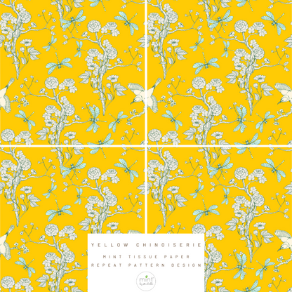 Mint Tissue Paper | Yellow Chinoiserie