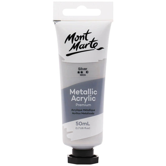 Mont Marte Acrylic Colour Paint 50ml -  Metallic Silver