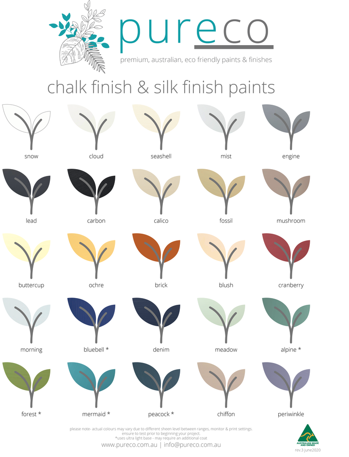 Pureco Colour Chart - Silk Finish & Chalk Finish