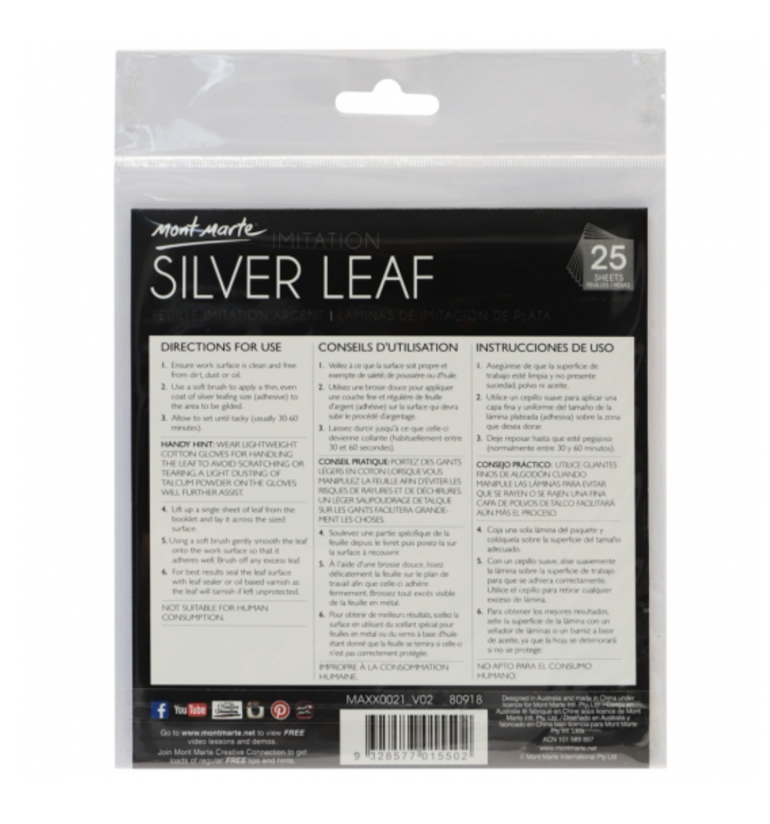 Imitation Silver Leaf 14x14cm 25 Sheet