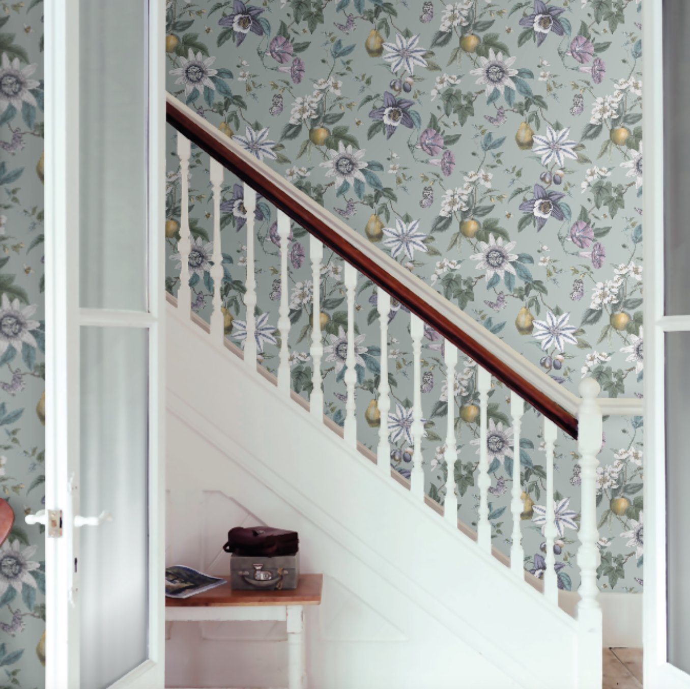 Wallpaper - Duck Egg Floral - 1m