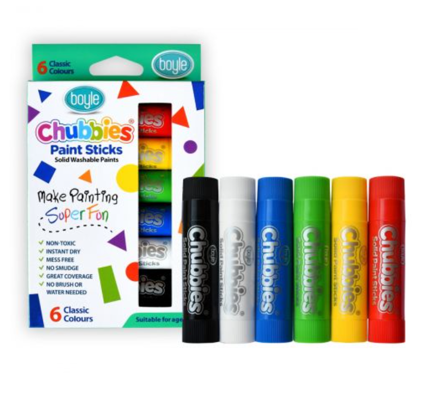Chubbies Washable Paint Sticks Pack of 6 - Classic