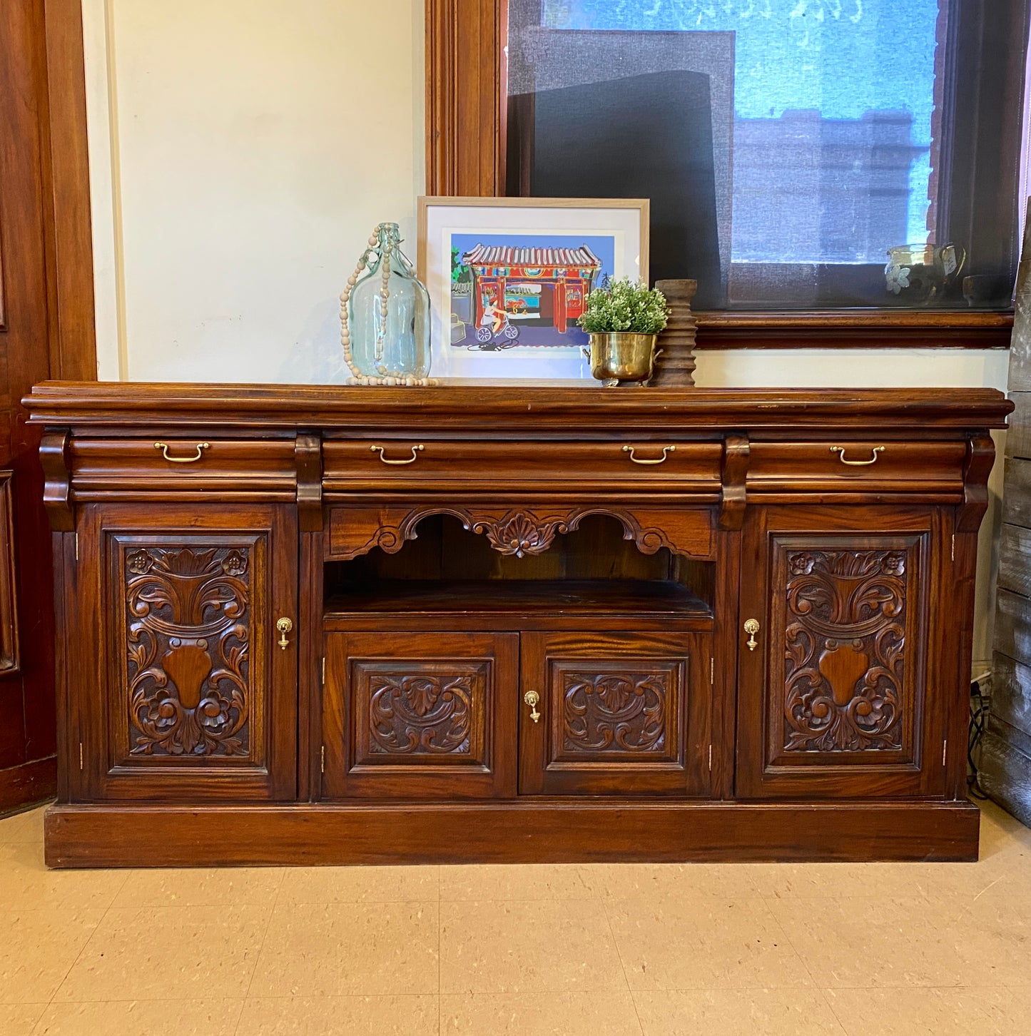 Reproduction Carved Sideboard